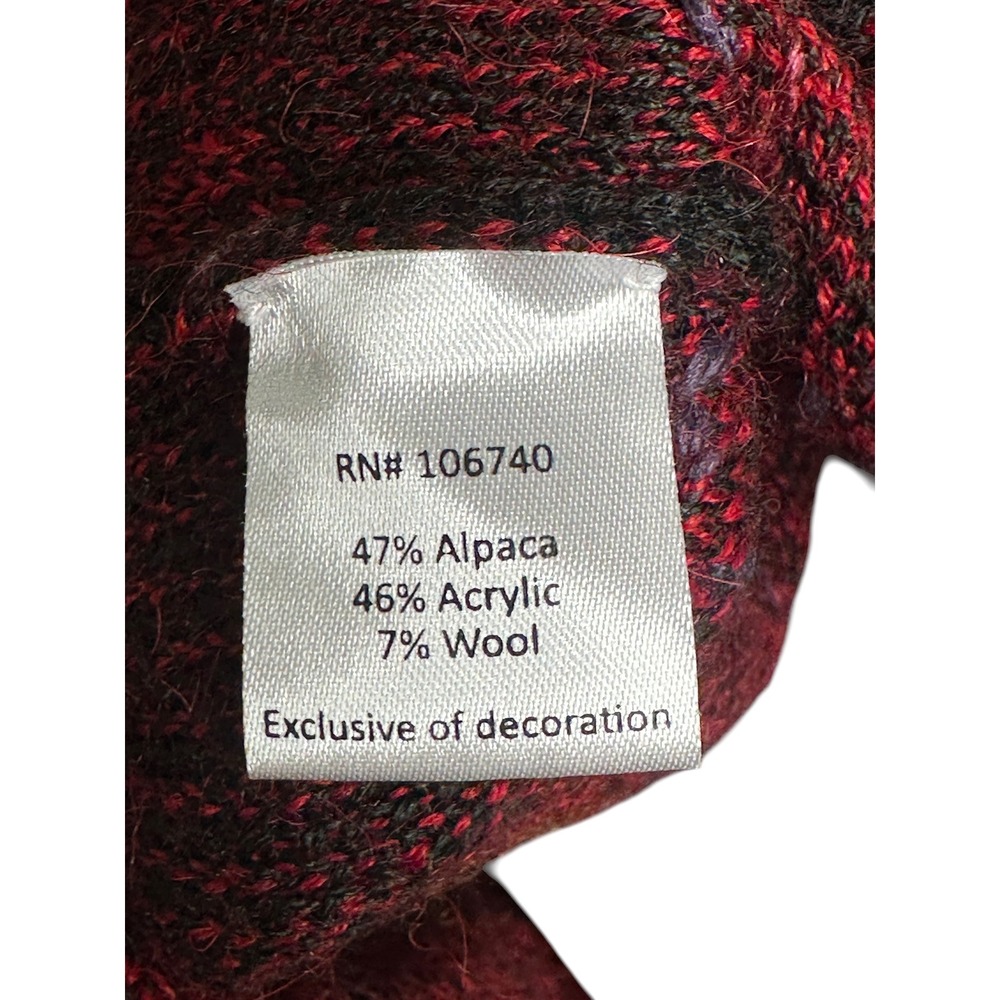 North Style Cardigan Black Floral Embroidered Metal Clasp Nordic Peruvian SMALL - Picture 7 of 14